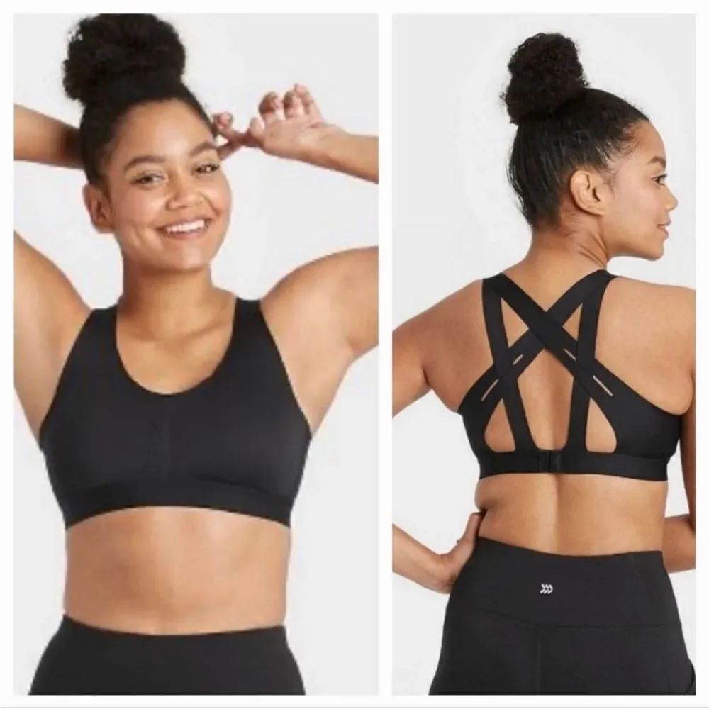 All in Motion Women's small Support Black Strappy Back Bonded Bra NWT